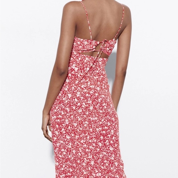 Zara Red Floral Maxi dress - Picture 10 of 11